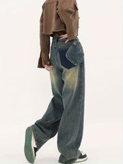 Retro Style Straight Jeans Street Baggy Denim
