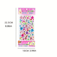 4pcs DIY Rhinestone Cartoon Gem Sticker Round Heart Flower Shaped Sticker