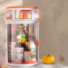 2-Tier Spice Spinner Rack Organizer, Dual Turntables, Spice Bottle Holder