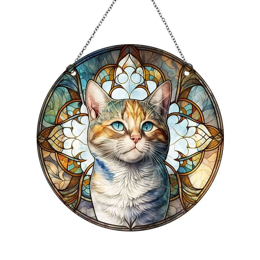 Christmas Cat Acrylic Glass Decorations Green Eyes Party Supplies