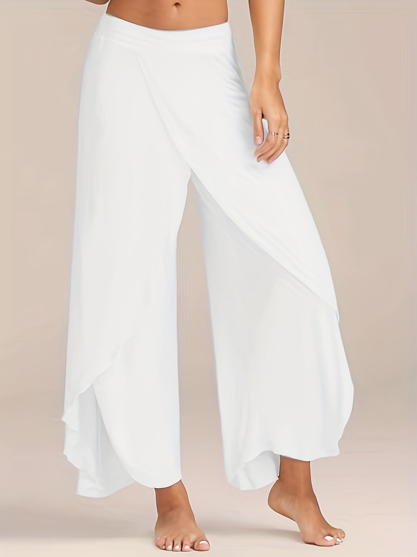 Wide Leg Workout Pants High Waist Solid Casual