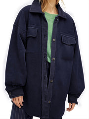 Women's Solid Long Sleeve Button Down Jacket