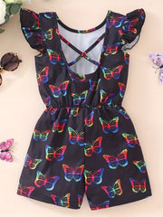 Toddler Kids Butterfly Graphic Backless Jumpsuit