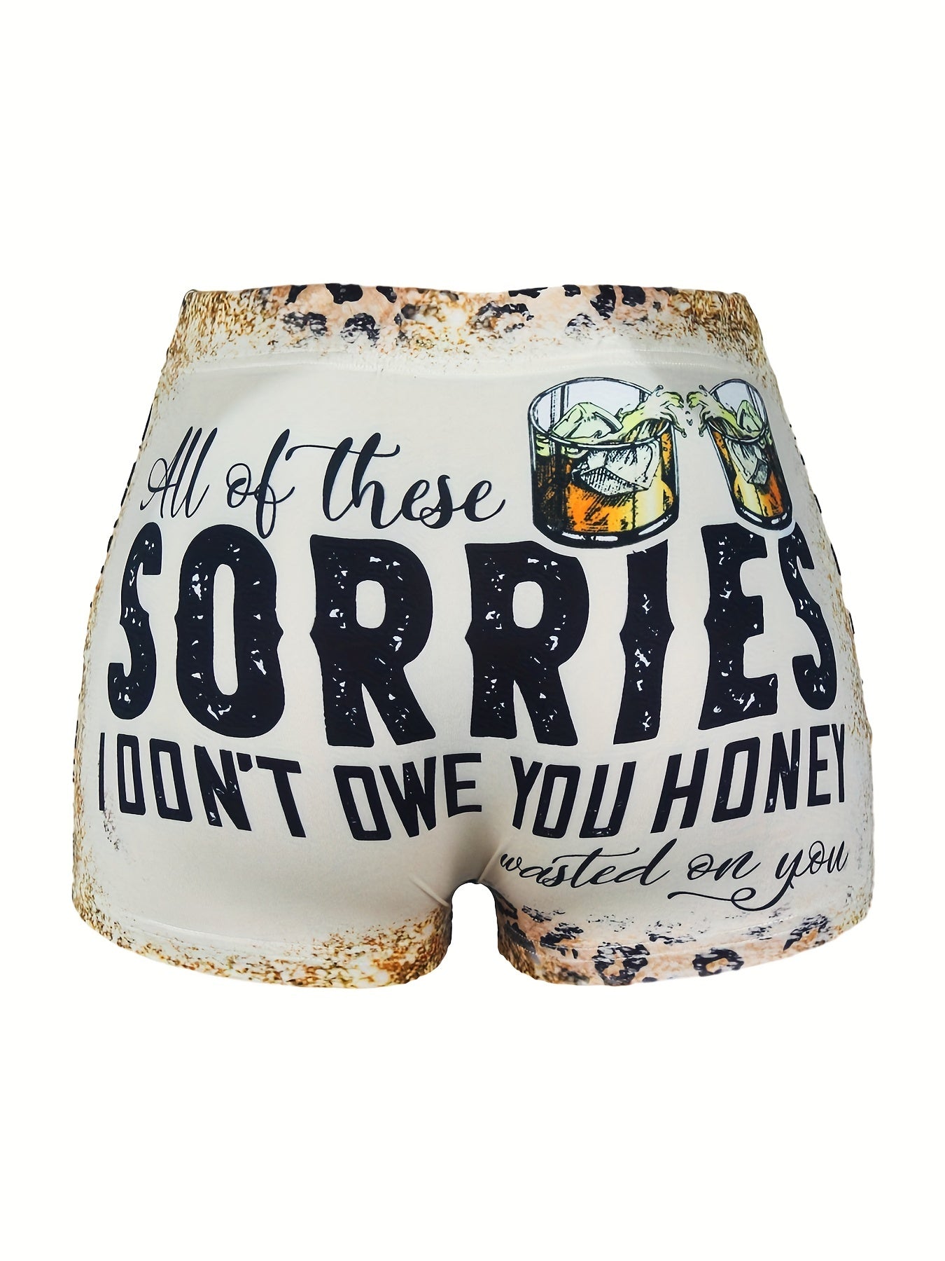 Letter & Graphic Print Skinny Shorts Women's Casual Shorts