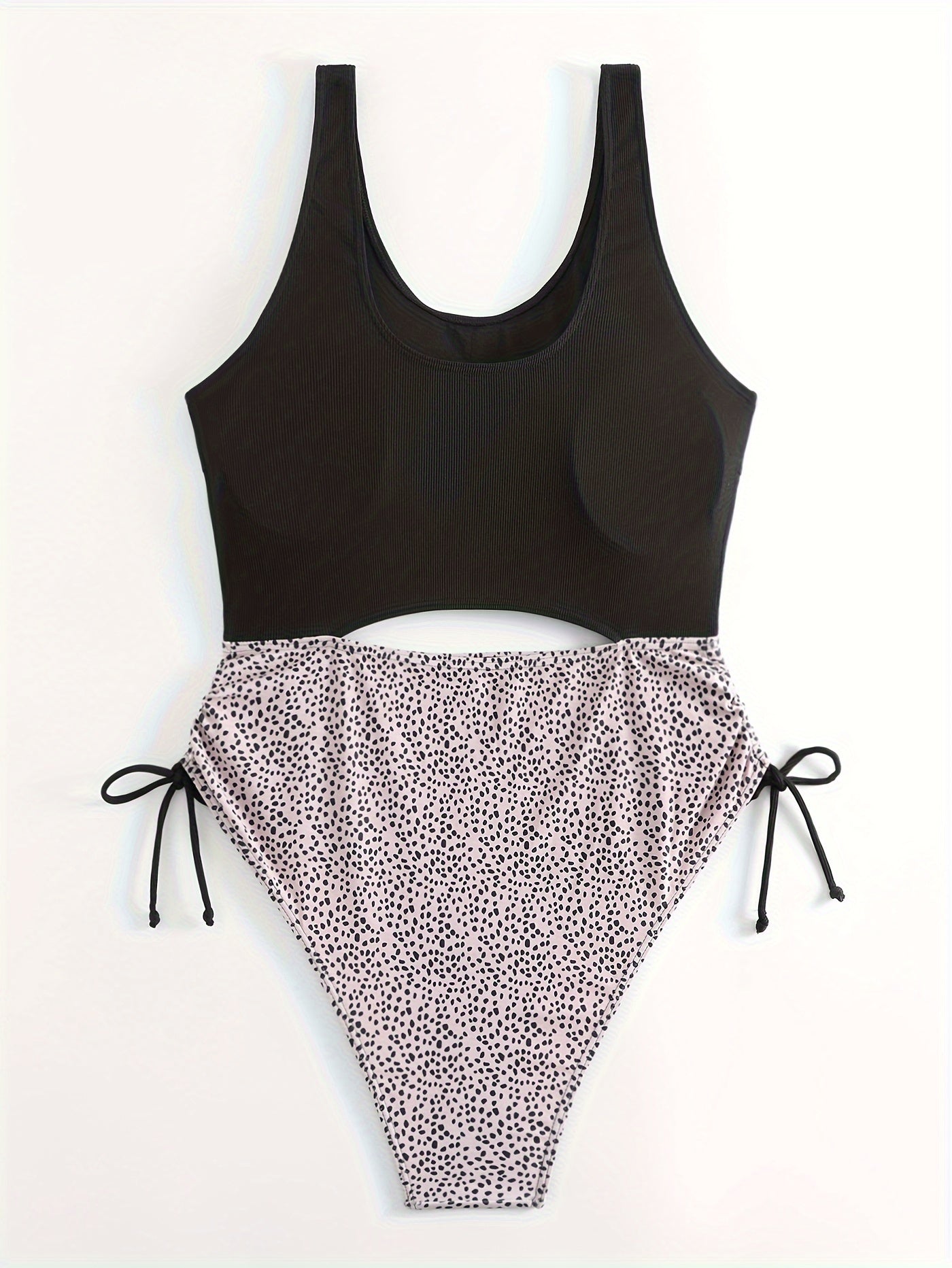Polka Dot Cut Out One Piece Swimsuit
