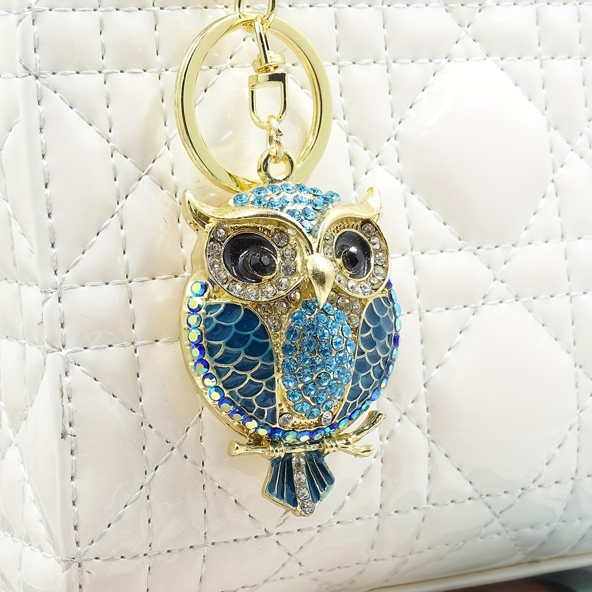 Owl Rhinestone Keychain Pendant Enamel Alloy Bag Ornament