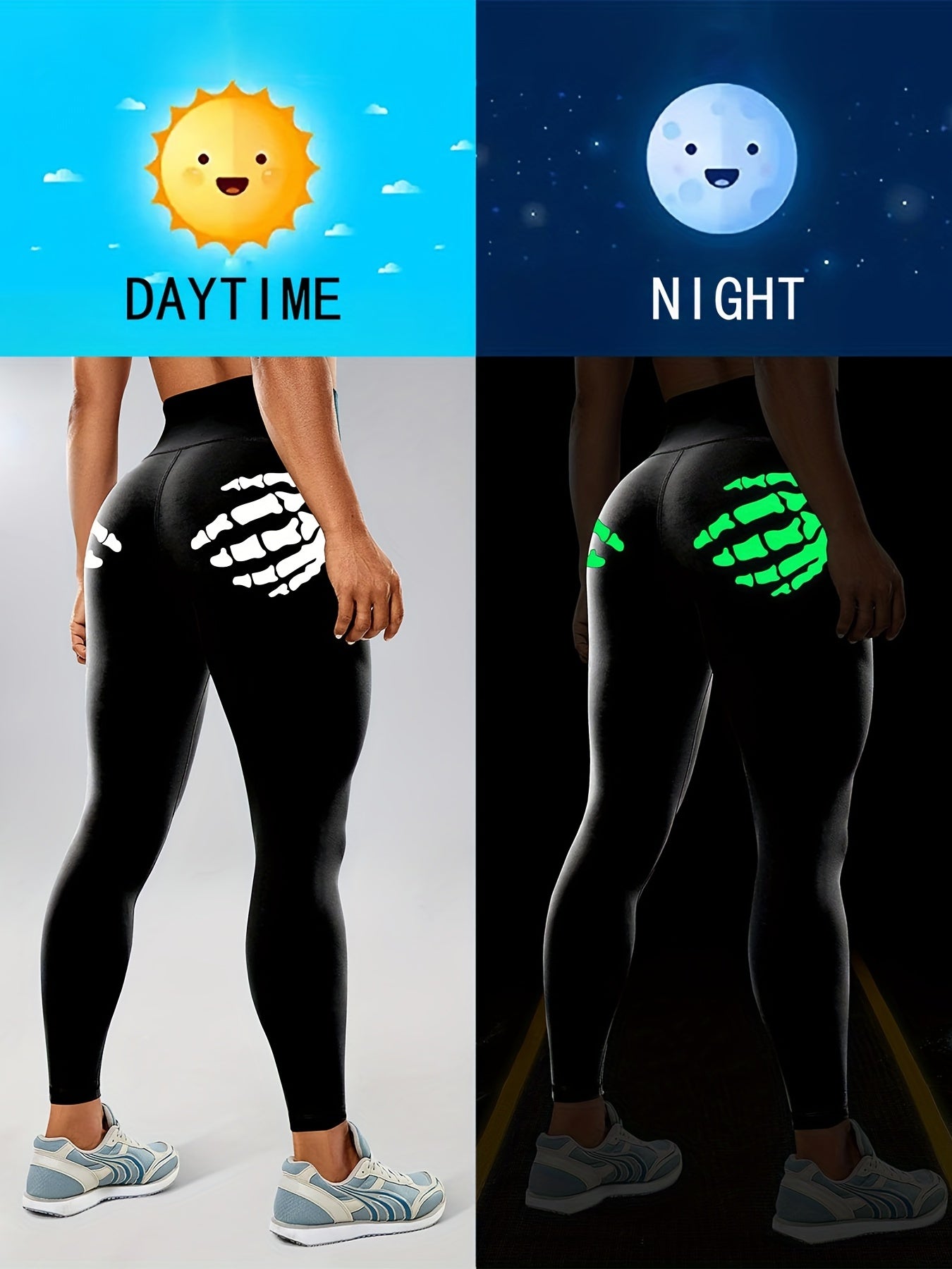Fluorescent Skeleton Hands Yoga Leggings High Waist Workout Pants