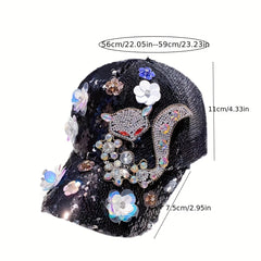 Rhinestone Fox Sequin Baseball Cap Hip Hop Trucker Hat