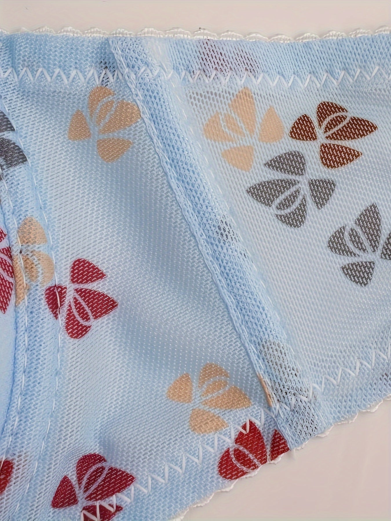 2pcs Bow Print Push Up Bras Lace Trim Bra Women's Lingerie