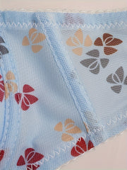 2pcs Bow Print Push Up Bras Lace Trim Bra Women's Lingerie
