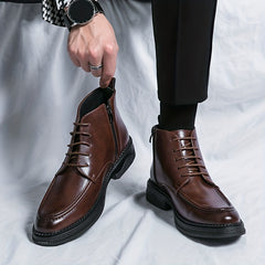 Men's Lace-up Ankle Boots Casual Walking Shoes Old Money