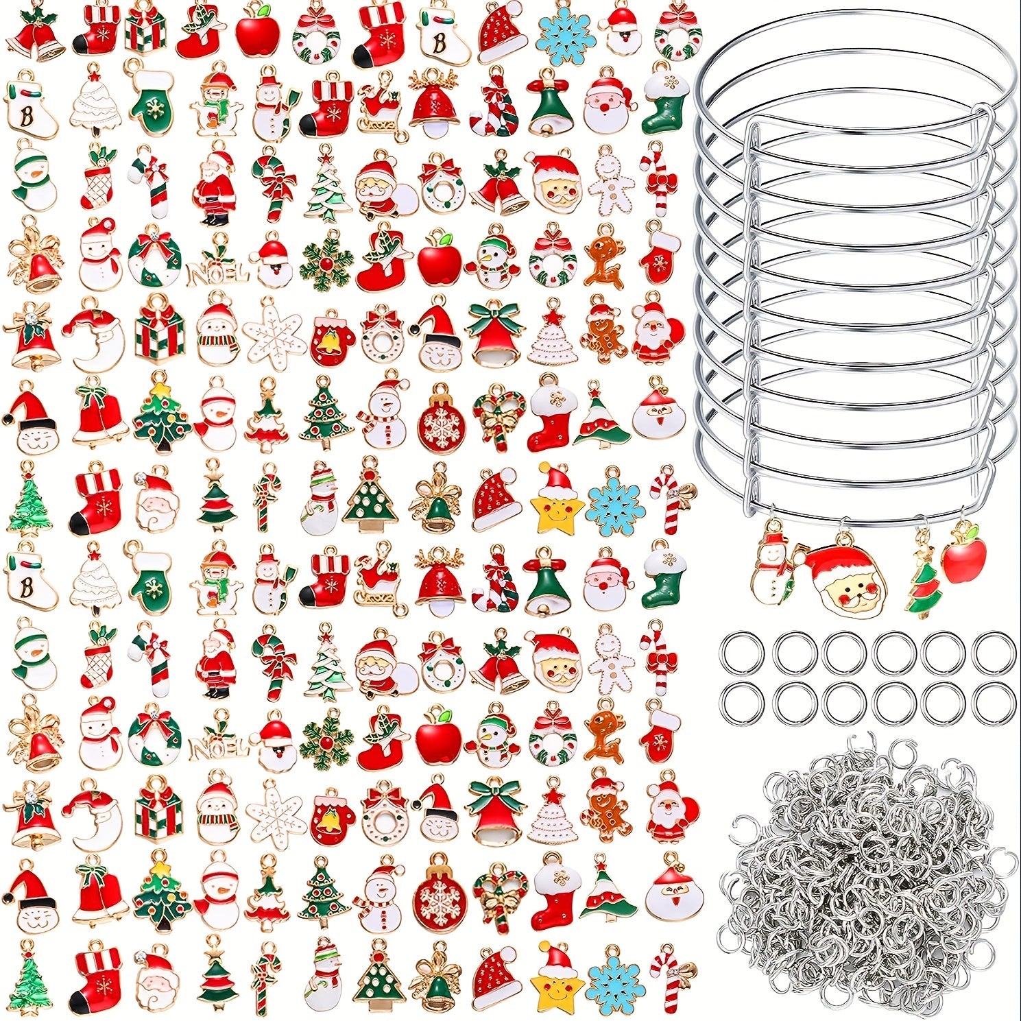 Christmas DIY Charms Bracelet Kit with Bangle Bracelets & Charms
