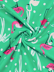Flamingo & Coconut Tree Print V Neck Top & Pants Pajama Set