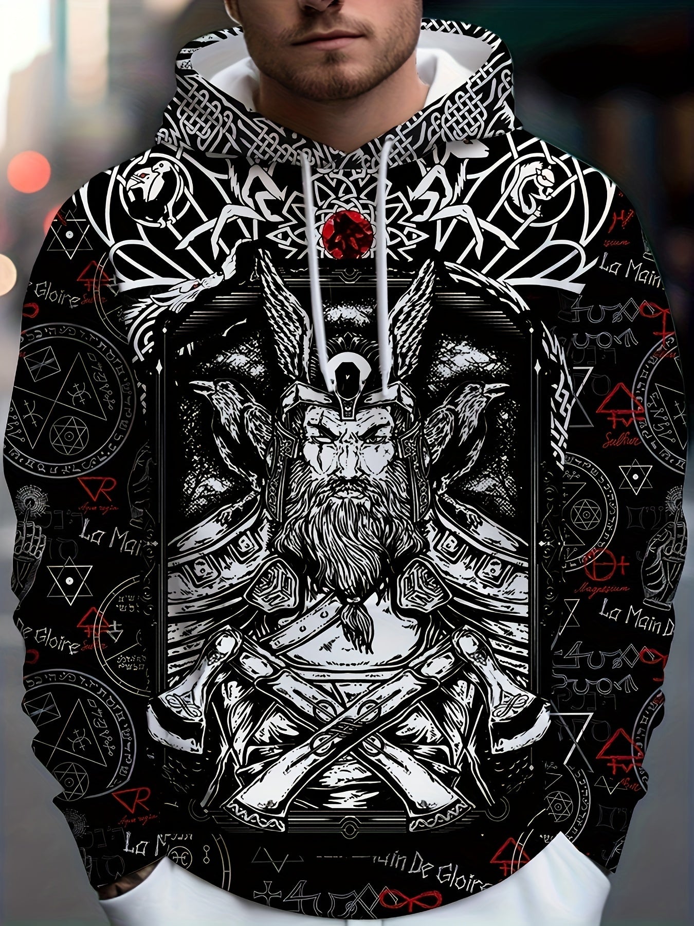 Men's All Over Print Hoodie Kangaroo Pocket Loose Pullover