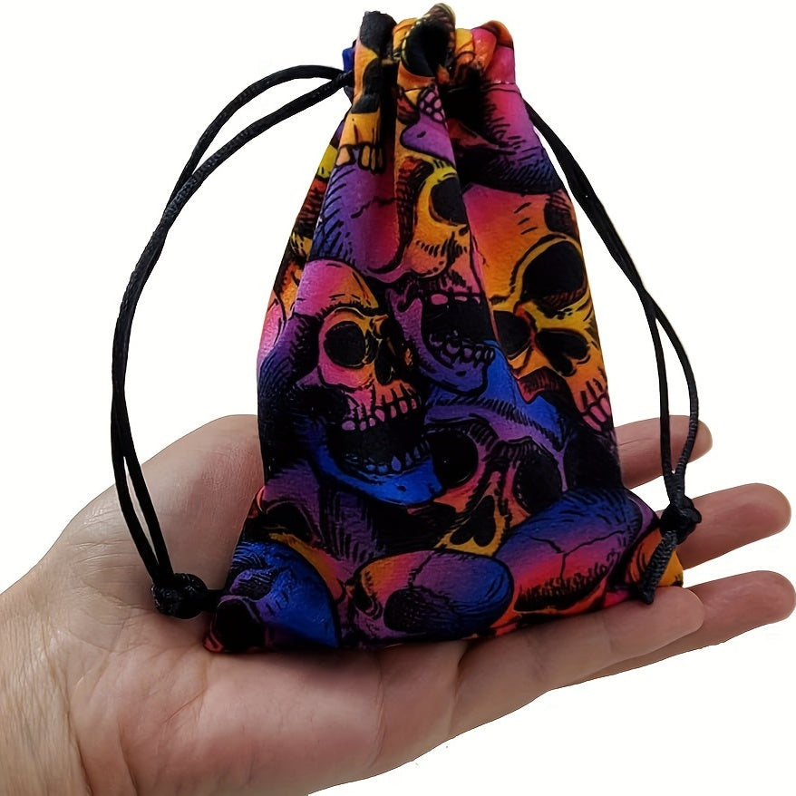 Rainbow Skull Dice Set with Drawstring Bag for Table Game