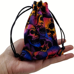 Rainbow Skull Dice Set with Drawstring Bag for Table Game