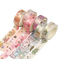 6-Piece Floral Bronzing Decoration Journal Tape Set