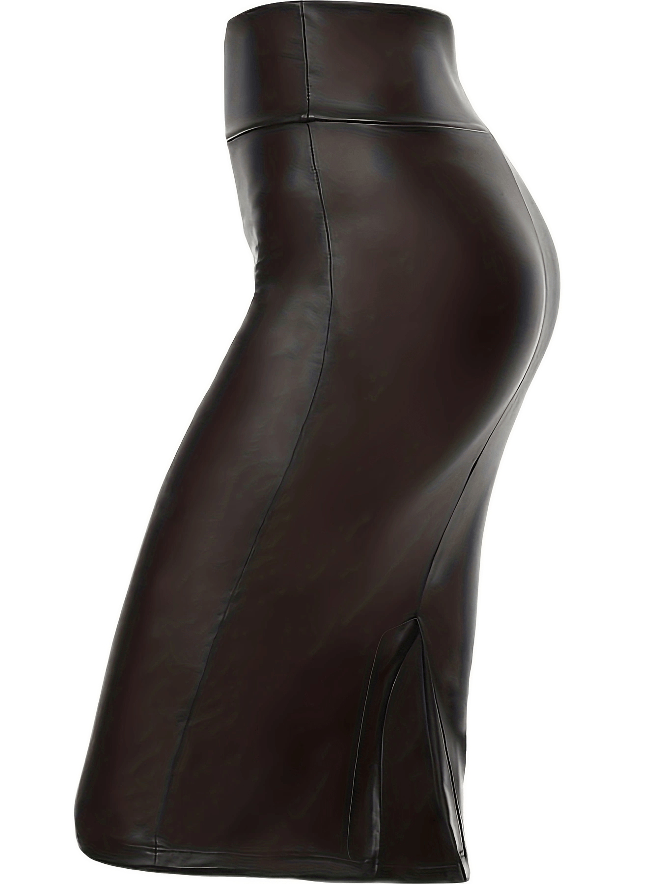 Casual Skirt Women's Plus Solid Faux Leather Midi Skirt