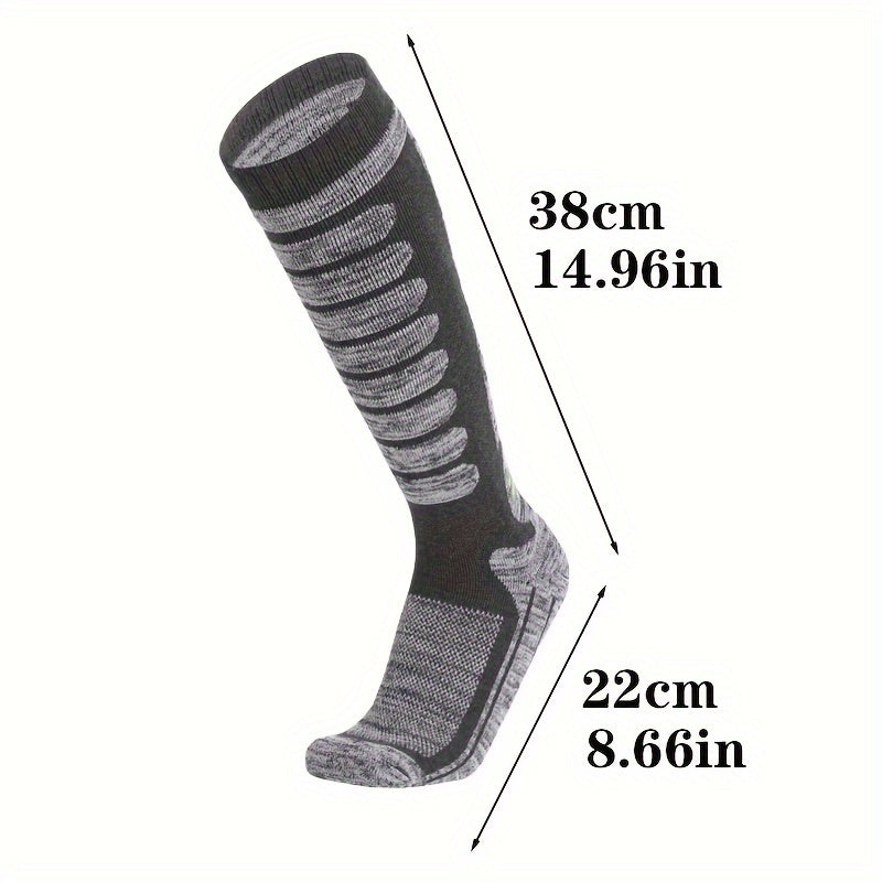 2 Pairs Winter Warm Ski Socks Men Thermal Cotton Blend Heated Crew Socks
