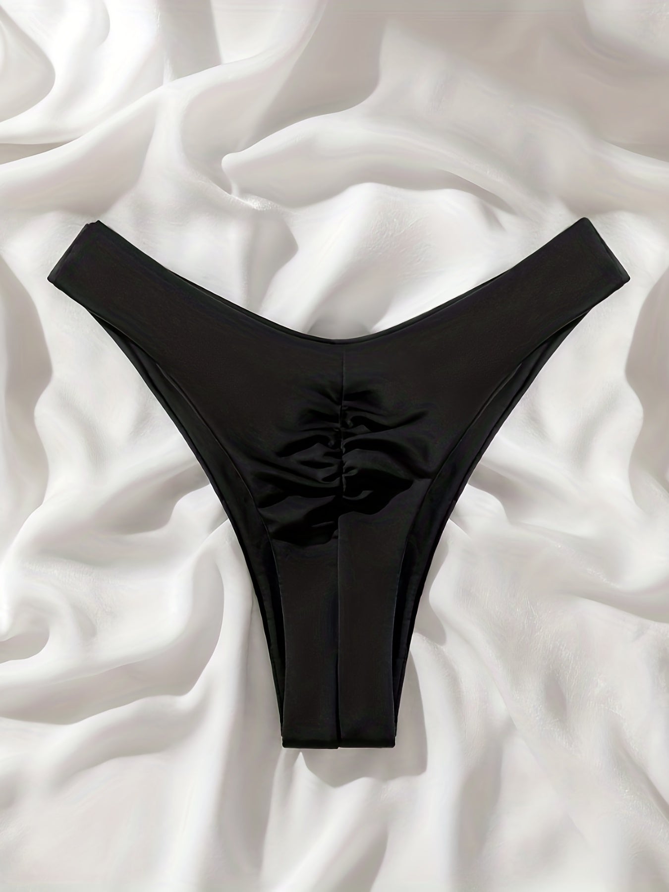 Ruched Cheeky Bikini Bottoms High Stretch Swim Briefs