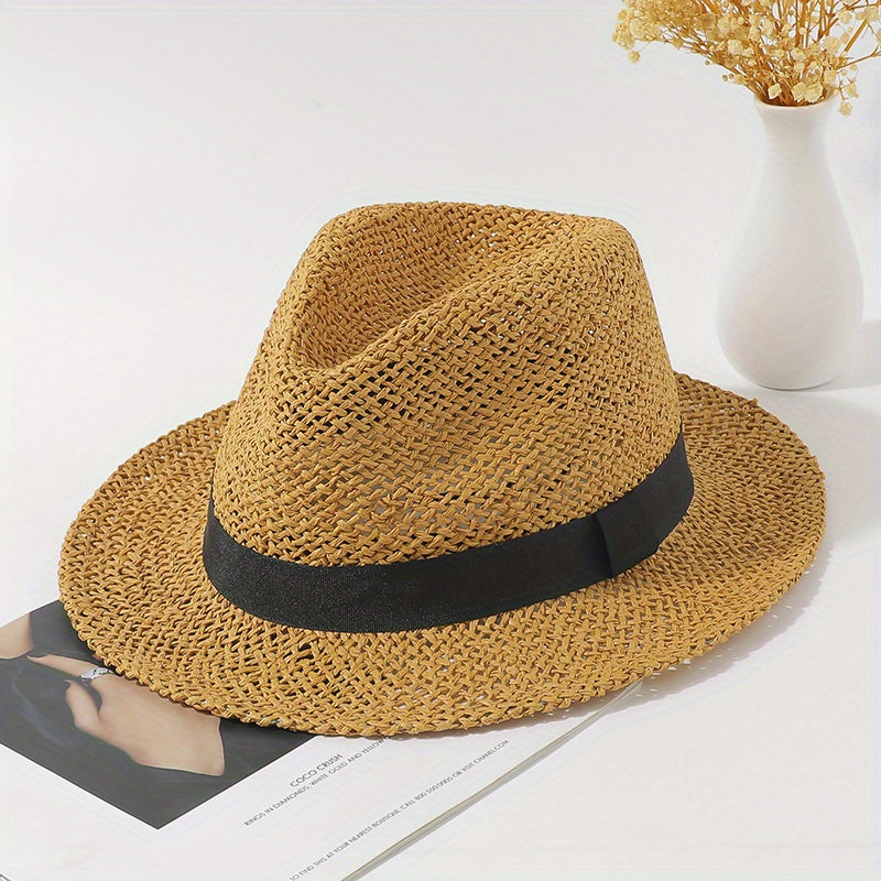 Hollow Out Sun Hat Straw Fedora Cap Beach Hats Women