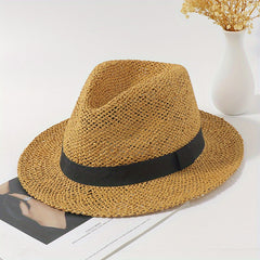 Hollow Out Sun Hat Straw Fedora Cap Beach Hats Women