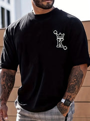 Crown Print Men's Graphic Crew Neck T-shirt - Casual Summer Tee