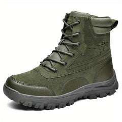 Men's Solid Zipper Tactical High Top Boots Anti-skid Wear-resistant Hiking