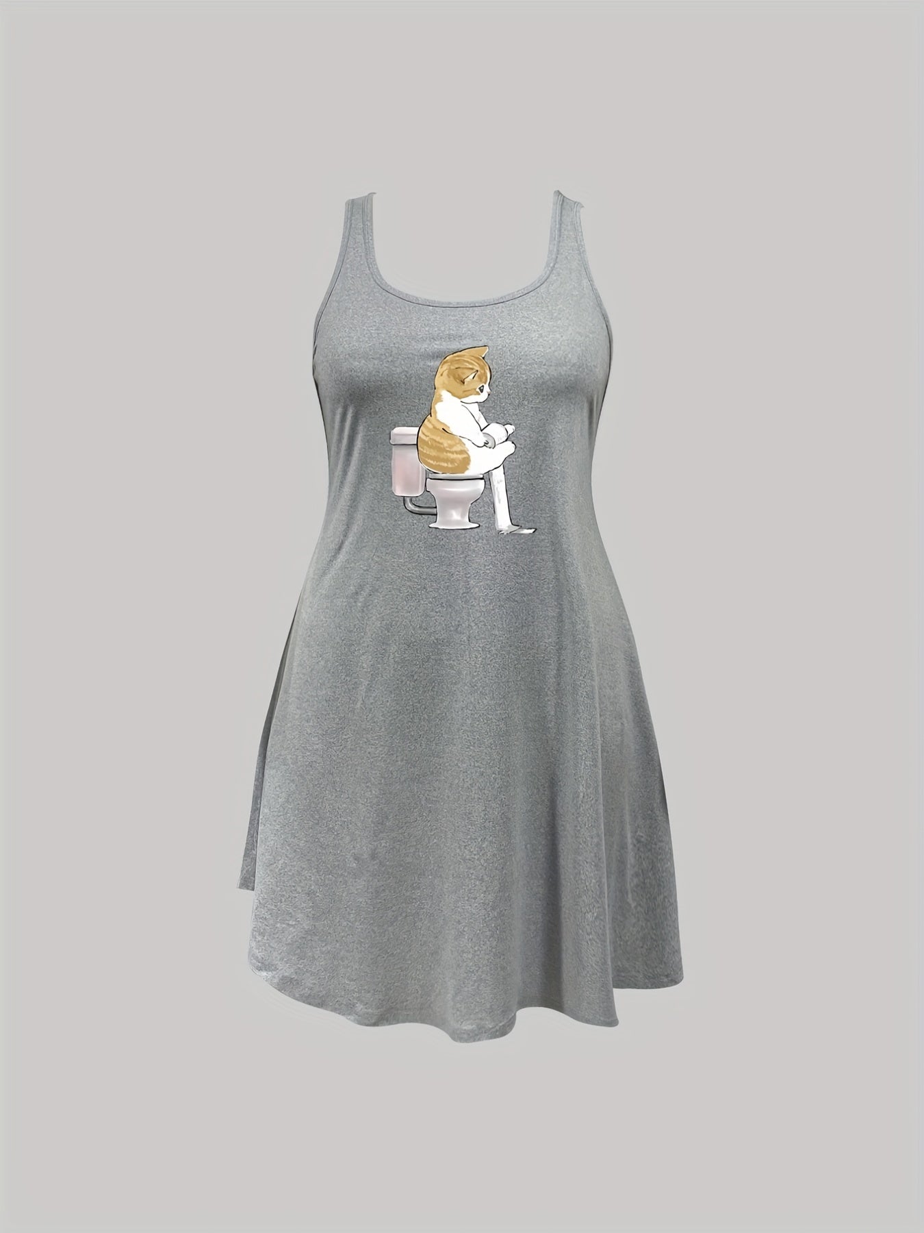 Cat Print Tank Sleep Dress