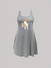 Cat Print Tank Sleep Dress