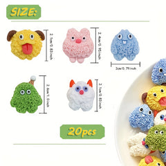 20pcs Animal Puppy Monster Thumb Tacks Cartoon Push Pins for Decor