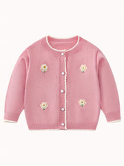 Baby Girls Button Round Neck Sweater Cardigan for Spring Autumn