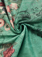 Border Floral Print Notched Neck Tank Dress & Open Front Coat Set