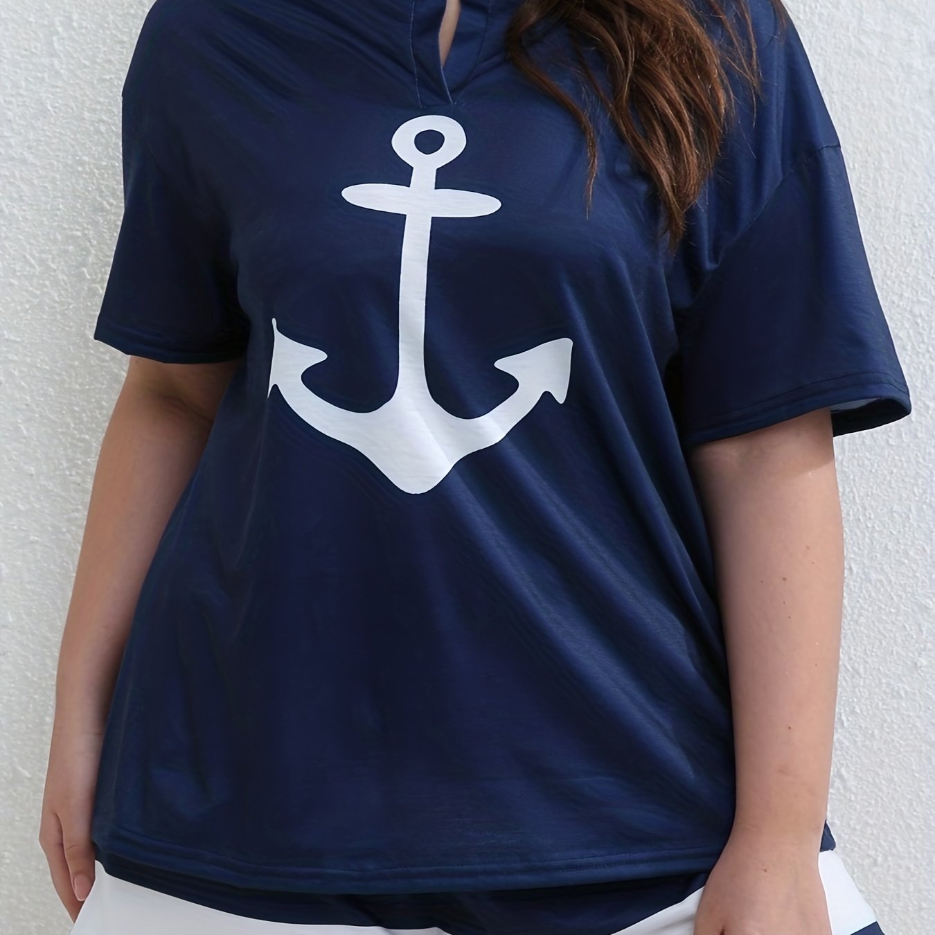 Anchor Print Tee & Colorblock Shorts Set