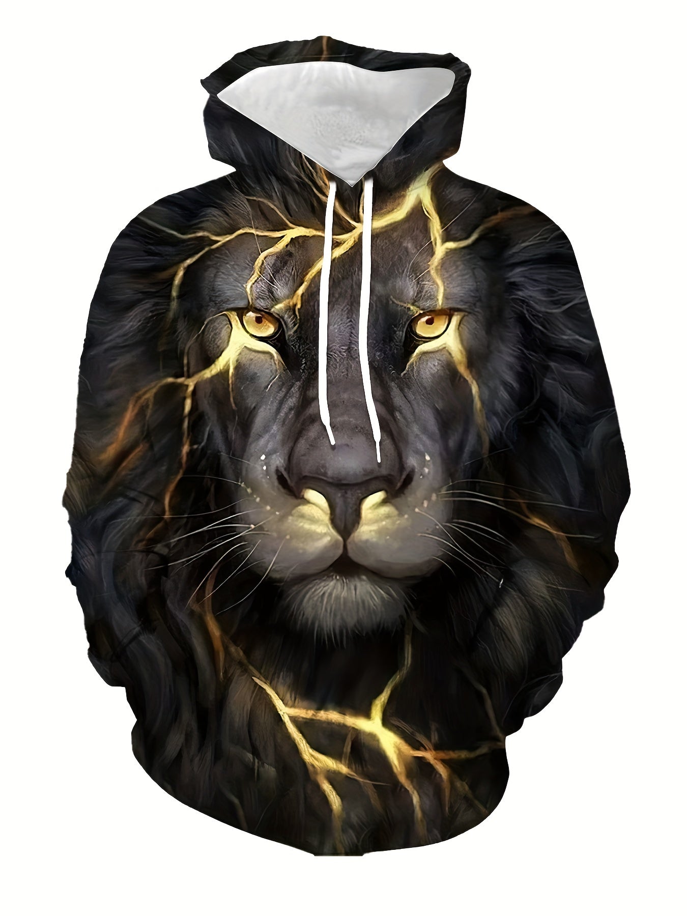 Lion 3D Print Hoodie Kangaroo Pocket Pullover Mens Clothing