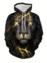 Lion 3D Print Hoodie Kangaroo Pocket Pullover Mens Clothing