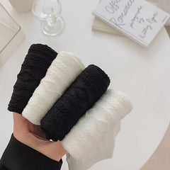 Textured Knitted Solid Long Tube Pile Socks for Women