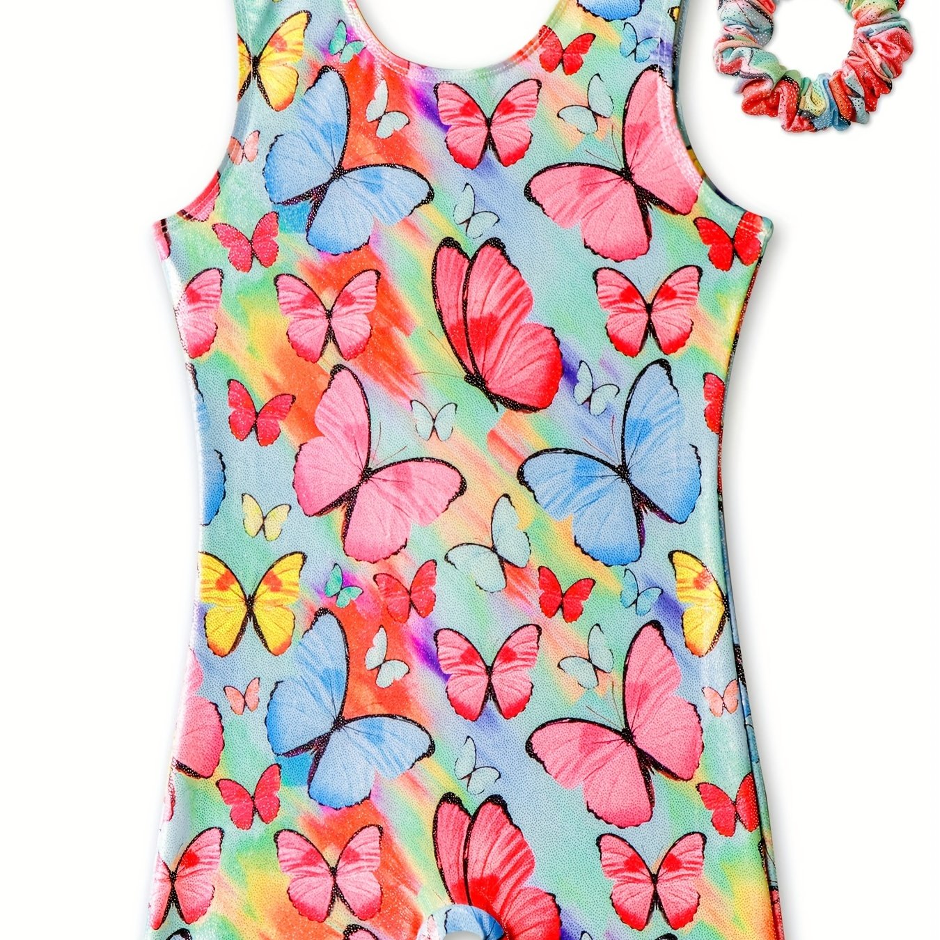 Girls Tie Dye Butterfly Gymnastics Outfit Sleeveless Dance Suit
