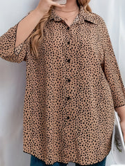 Women's Dalmatian Print Long Sleeve Button Up Loose Fit Blouse