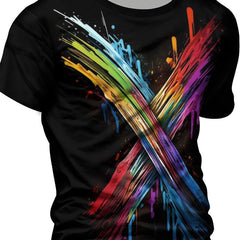 Colorful Paint Print Men's Short Sleeve T shirt for Summer