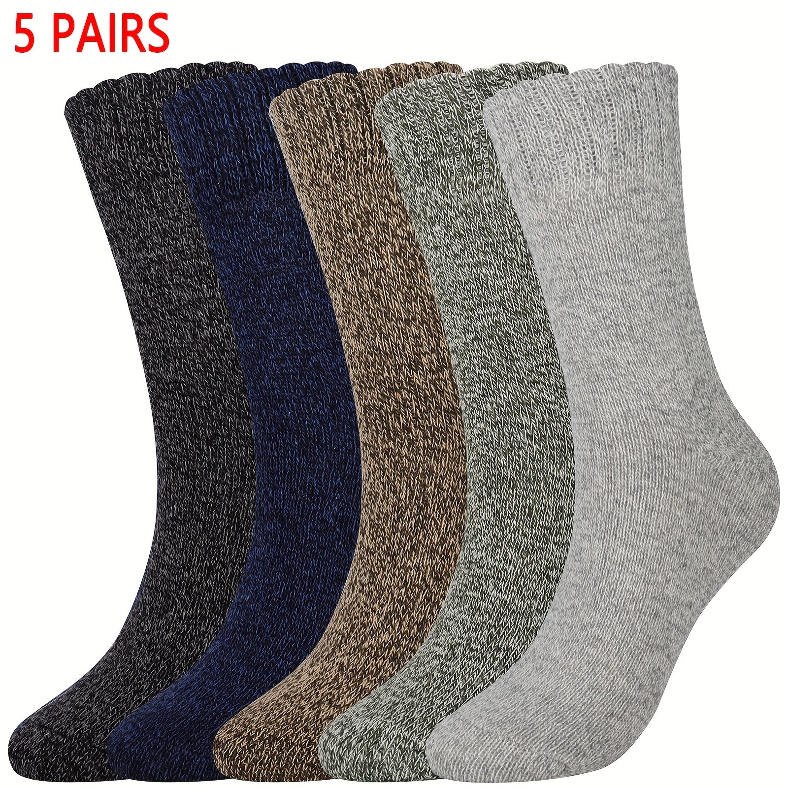 5 Pairs Retro Mid Tube Thick Knit Socks Women's Stockings Hosiery