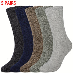 5 Pairs Retro Mid Tube Thick Knit Socks Women's Stockings Hosiery