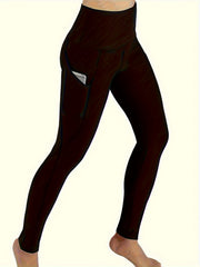 2pcs Tummy Control Yoga Pants High Waist Cropped With Pocket