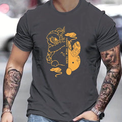Happy Year Men's Letter Print T shirt Casual Tee