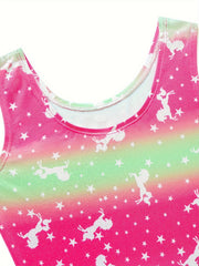 2pcs Unicorn Graphic Gymnastics Suit Hair Ring Set