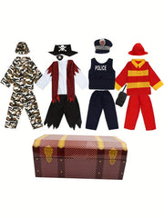 15pcs Role Play Costume Set for Kids Pirate Policeman Soldier Firefighter