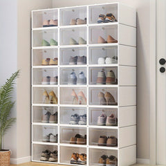 12pcs High Shoe Box Transparent PP Stackable Shoes Storage Boxes for Men & Women