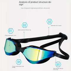6-Piece Silicone Swimming Goggles Set with Storage Case - Black