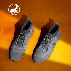 Men's No Tie Ankle High Sock Shoes Casual Walking Boots