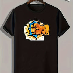Fist Pattern Print Men's Sports T-shirt Graphic Tee